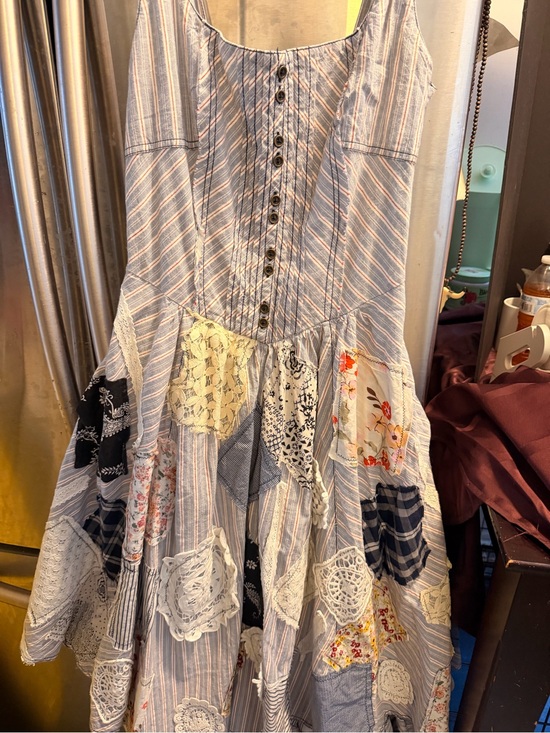 Pilcro Dresses & Skirts - Pilcro Light Blue Striped Patchwork Button-Front Maxi Dress